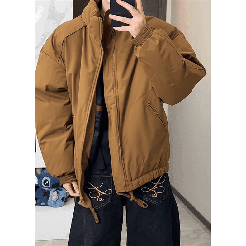 现货冬季美式休闲加厚雪山外套夹克立领纯色三防户外工装棉服图片