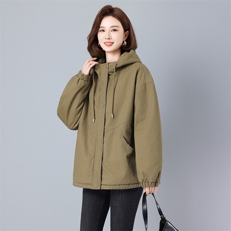 2026年冬季新品热销款加绒加厚保暖洗水做旧派克服加厚长袖2591款，女装派克服，秋牧寒烟