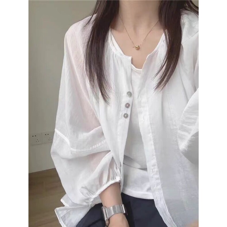 亚麻防晒衬衫外套女薄夏季天小开衫外搭宽松长袖纯棉衬衣短款上衣，男装防晒衣，星座1210-1