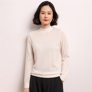 100纯山羊绒超细精纺系列68支精纺半高领打底衫羊绒衫女图片