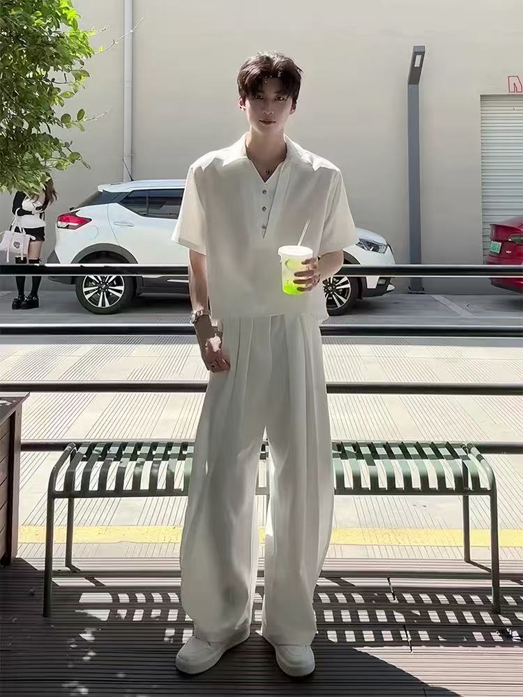ootd穿搭男凉感T恤垂感西裤两件套装SY25P40+KZ25P45套装p85,男装西裤,电商D256-3(原A064-3)