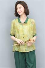 高端苎麻纯亚麻碎花上衣女妈妈装2025夏季新款大码亚麻，女装衬衫，奕阳依阁