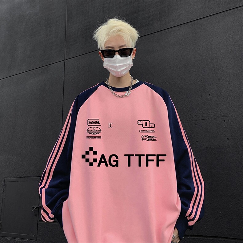 抖音得物供货提供视频秋冬重磅美式宽松织带圆领卫衣0752,男装卫衣,电商A486