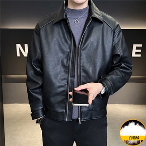 新标90绒 皮夹克羽绒服男冬季2025新款翻领外套 A313-8666-P255图片