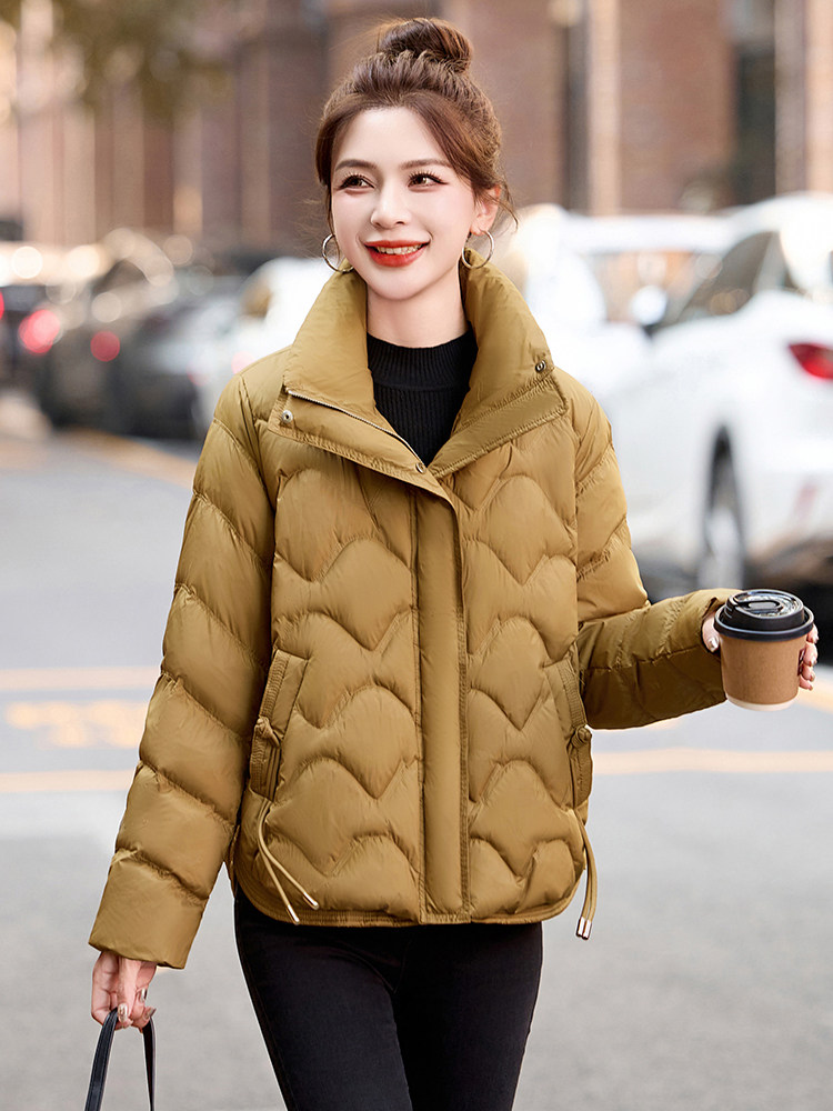 现货羽绒服女短款2024冬季新款小个子时尚轻薄中式盘扣白鸭绒外套,女装羽绒服,琦鑫阁（原依鑫阁）