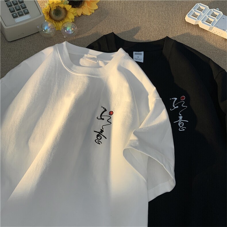 2025春夏新款风纯棉300克双纱刺绣短袖T恤A158-T2531-P28特价,男装T恤,电商A158
