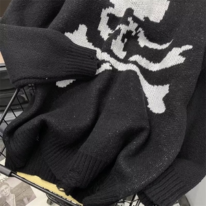 ,鹿毛绒加厚美式圆领毛衣男慵懒风休闲针织衫M112P43