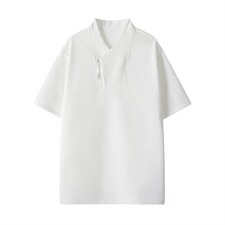 2026夏季新款270g华棉斜拉链V领短袖T恤DT6263特P25建议零售价68，男装T恤，电商A001