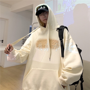 港风秋装钢印情侣卫衣休闲连帽卫衣外套宽松上衣男G1021P68