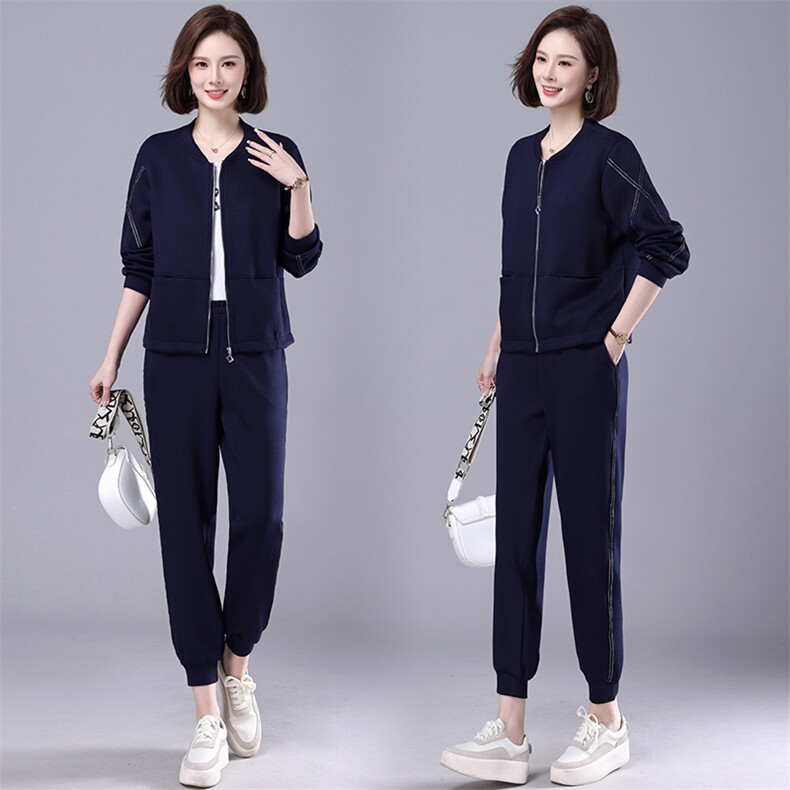 2023年春秋新款妈妈显瘦宽松两件套减龄休闲外套套装女士，女装套装/套裙，千千佰惠