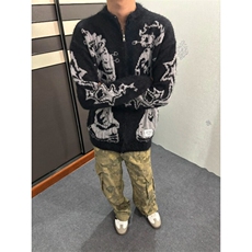 【有货】氛围感个性抽象提花开衫毛衣针织外套MY114特P67，男装针织衫/毛衣，星座908-1