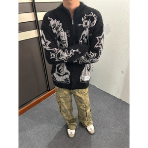 【有货】氛围感个性抽象提花开衫毛衣针织外套 MY114 特P67图片