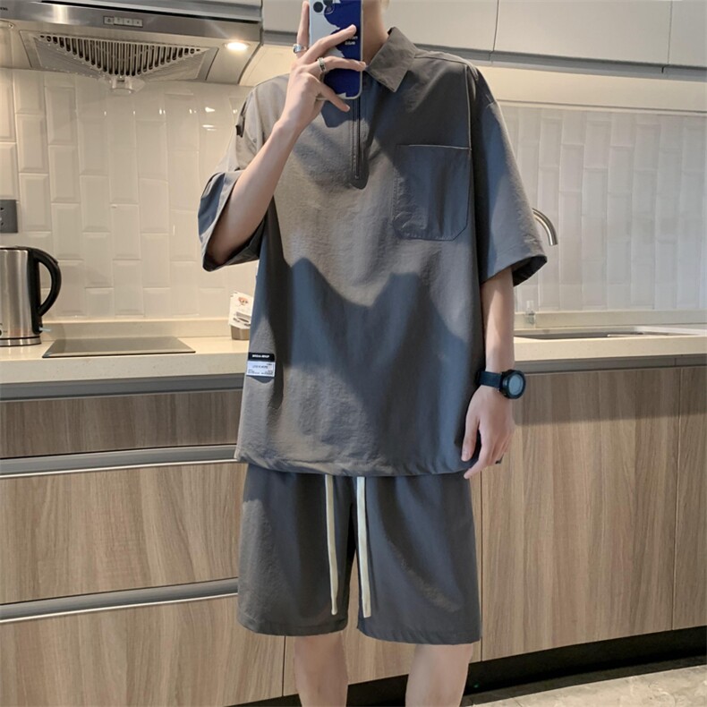 酒店青少年舒适超薄运动抗皱速干冰丝套装TZ21-特批70,男装休闲套装,星座718