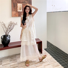 新款现货蕾丝半身裙两件套装3002-P155K228，女装套装/套裙，2C332