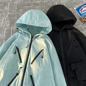 冬新户外防水拉链魔术贴滑雪服男保暖加绒加厚情侣款外套M19-P180图片