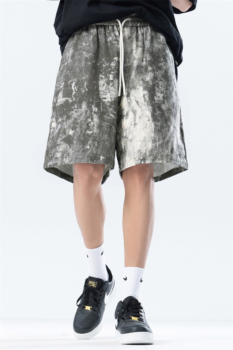 得物白底设计师款运动休闲宽松轧染短裤迷彩五分裤男K8005-P45,男装牛仔裤,电商A441