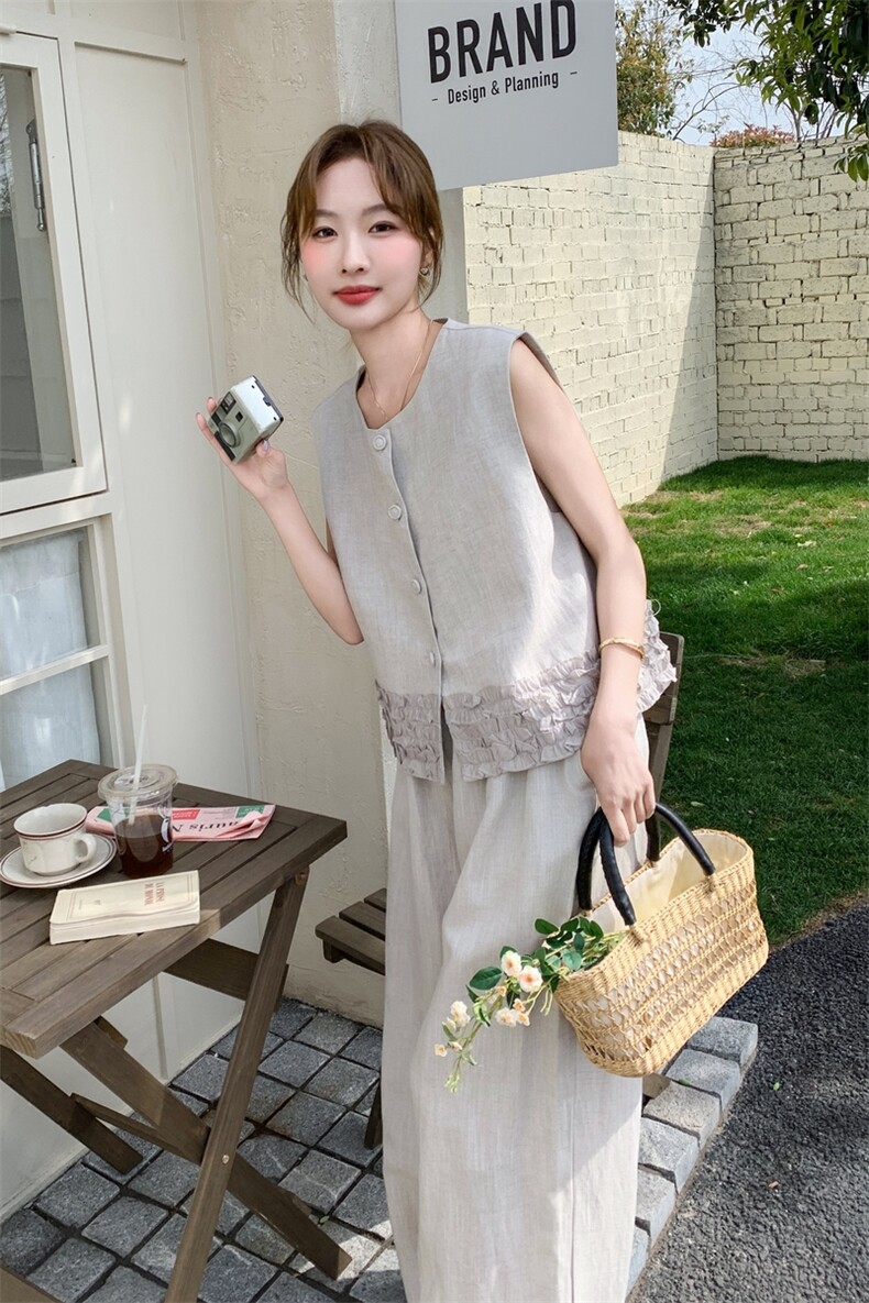 大货已出高品质韩系慵懒风马甲阔腿裤套装C258-2592-P175K258,女装套装/套裙,2C258
