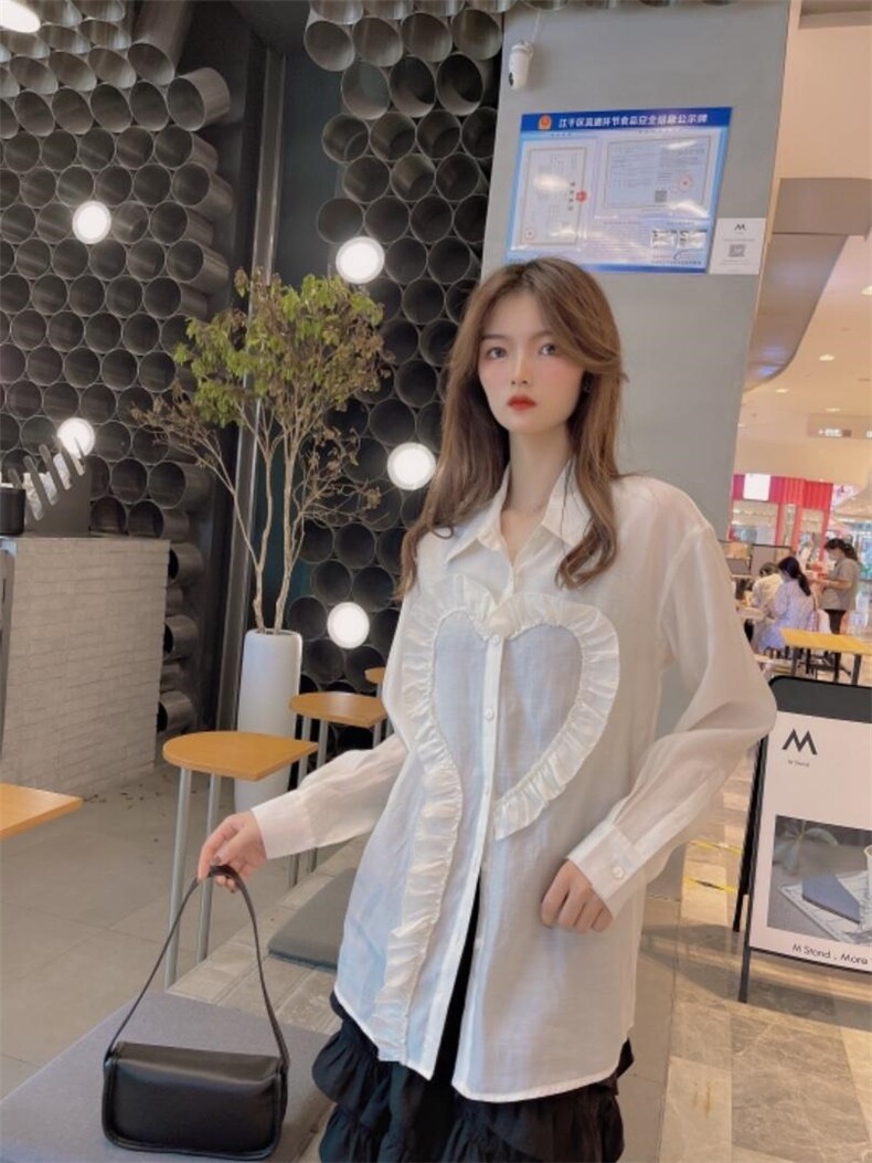 【秋装】爱心衬衫，百搭，女装衬衫，慕姿杨
