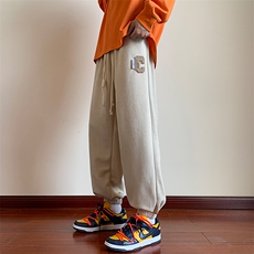 港风麂皮绒休闲裤男包边包条宽松大码束脚卫裤KP602P48，男装休闲裤，星座1204-3