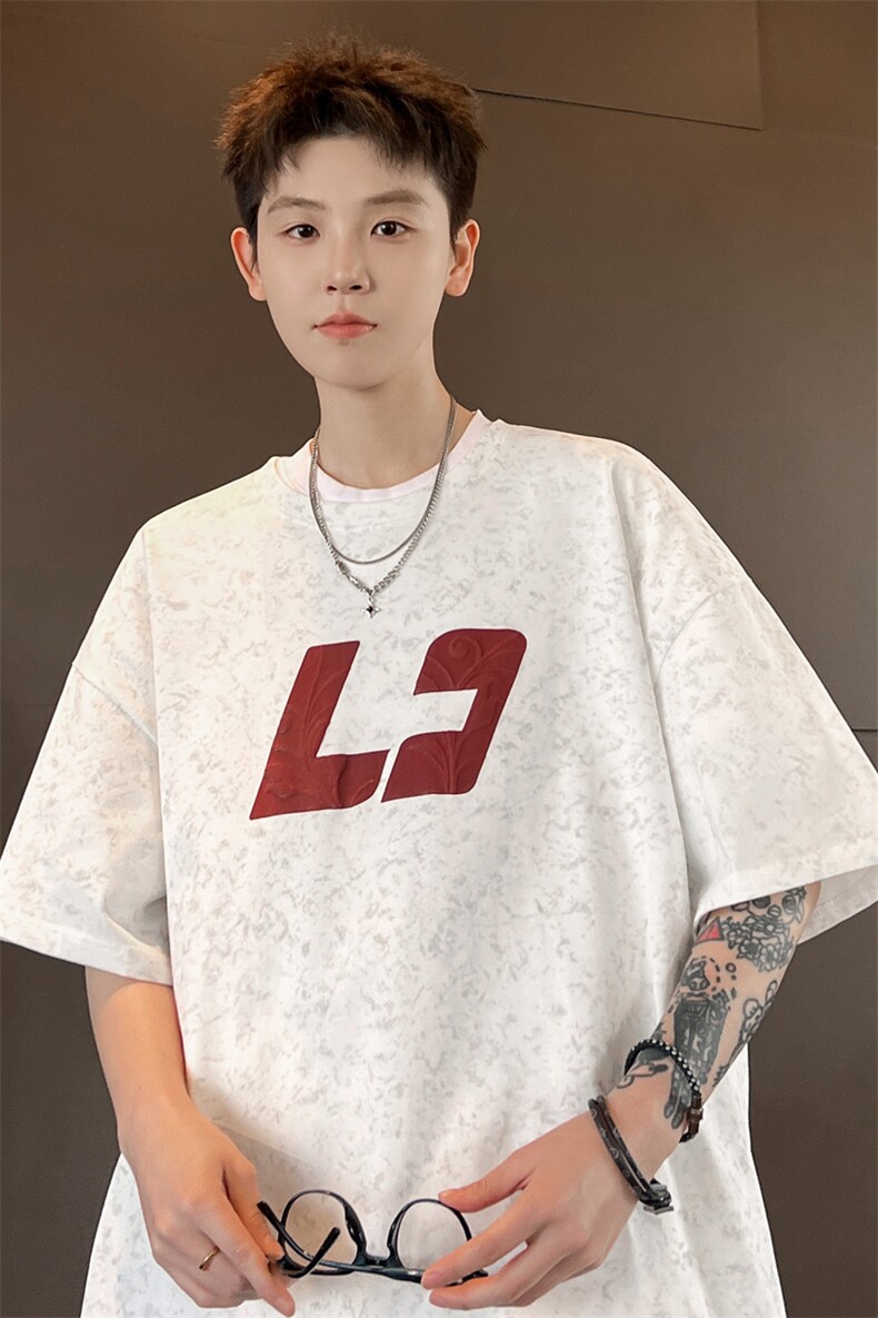 ！2026夏季新款男士发泡立体印花潮牌碎花短袖T2530特P28,男装T恤,电商B220