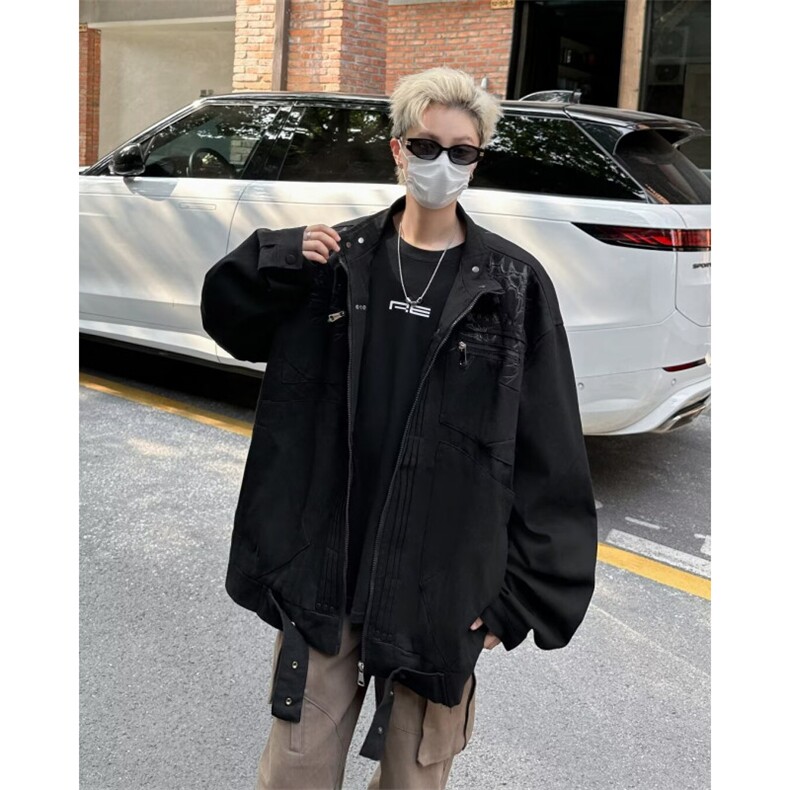 WJ9688-P85新款披荆斩棘牛仔外套男春秋款美式复古情侣高级夹克,男装工装外套,电商C233