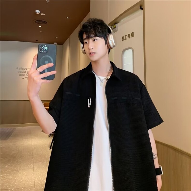 夏季新款衬衫潮流慵懒男方领衬衫C777P35,男装衬衫,星座1116-2