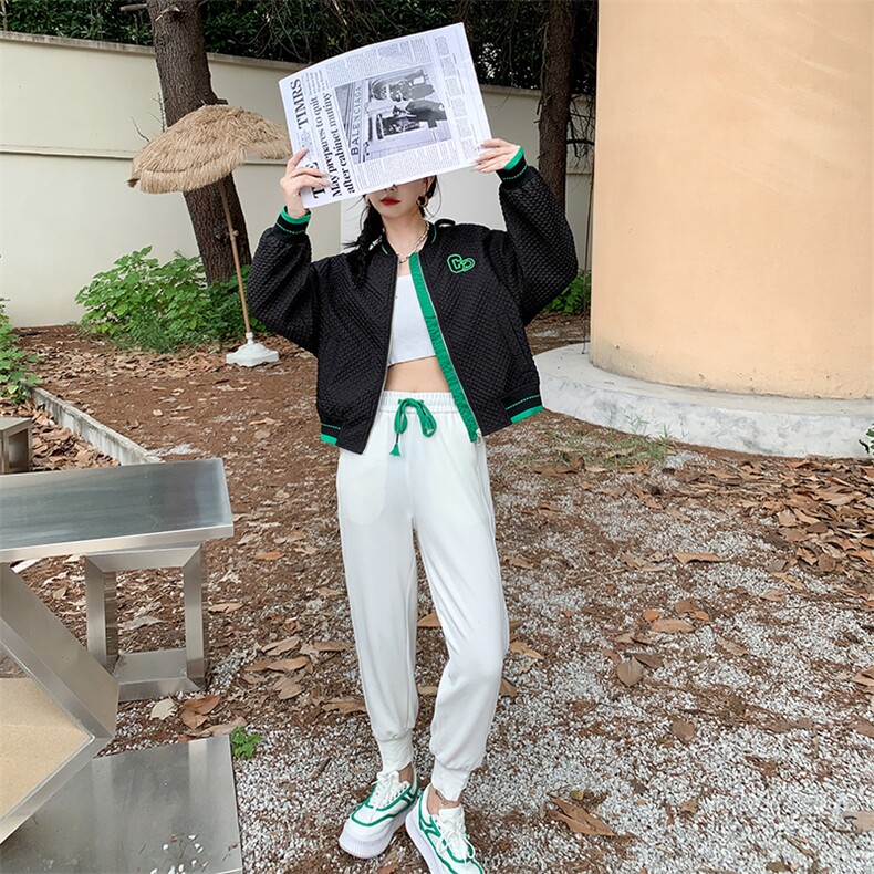 【现货新品】短款棒球服外套女2025秋季刺绣拼接时尚夹克休闲上衣,女装短外套,美沁