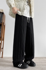 8XL-M加厚夹棉保暖长裤棉麻绗缝竖格休闲裤加棉棉裤K9111P68控88，男装棉裤，电商D206-1