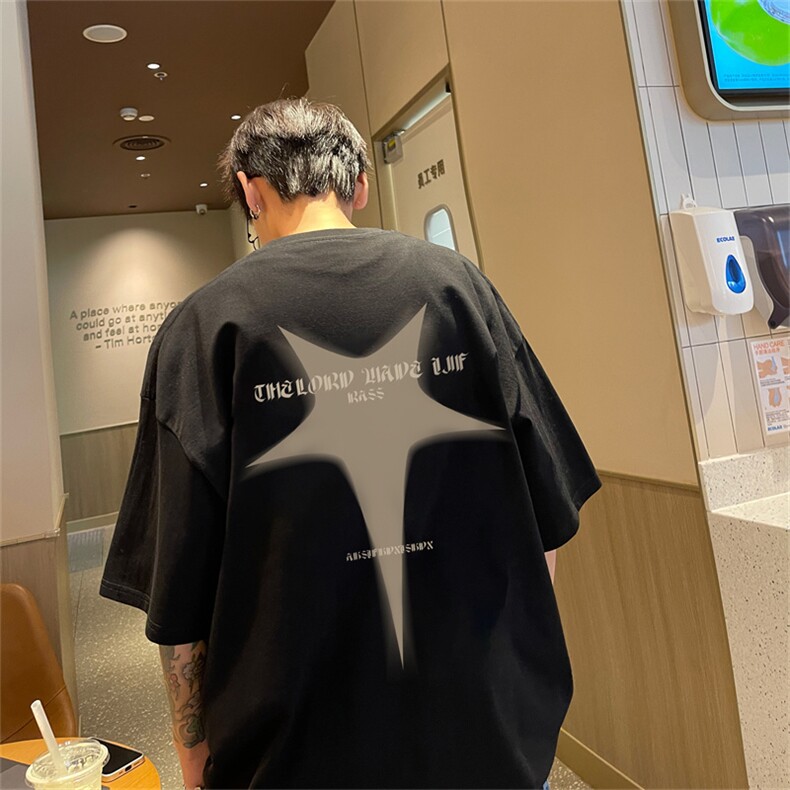 特P19控38 230g重磅纯棉灌篮高手印花港风短袖t恤男DT3133图片
