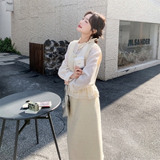 -2026年春季新款法式千金感蕾丝裙摆马甲半身裙三件套，女装套装/套裙，1D102-1