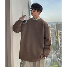 重磅秋冬男女纯色打底针织衫圆领套头半高领毛衣美式复古休闲上衣，男装T恤，电商A486