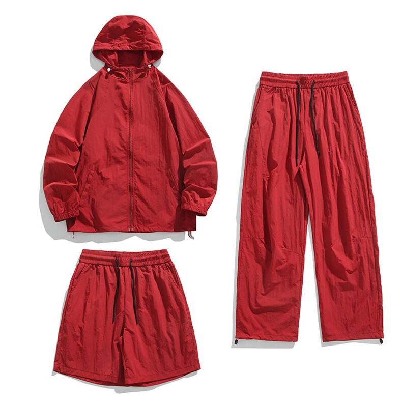 现货6色凉感轻薄透气套装防晒服套装三件套件套25XZ80059特批65,男装休闲套装,电商A042