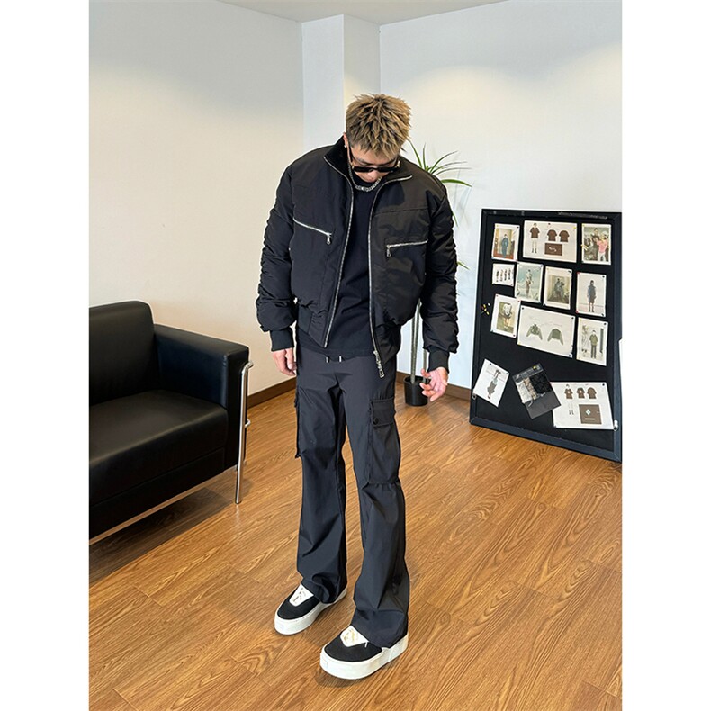 港风美式复古拉链拼接设计感立领夹克棉服XZ213-MF01-P148控168,男装夹克,星座213