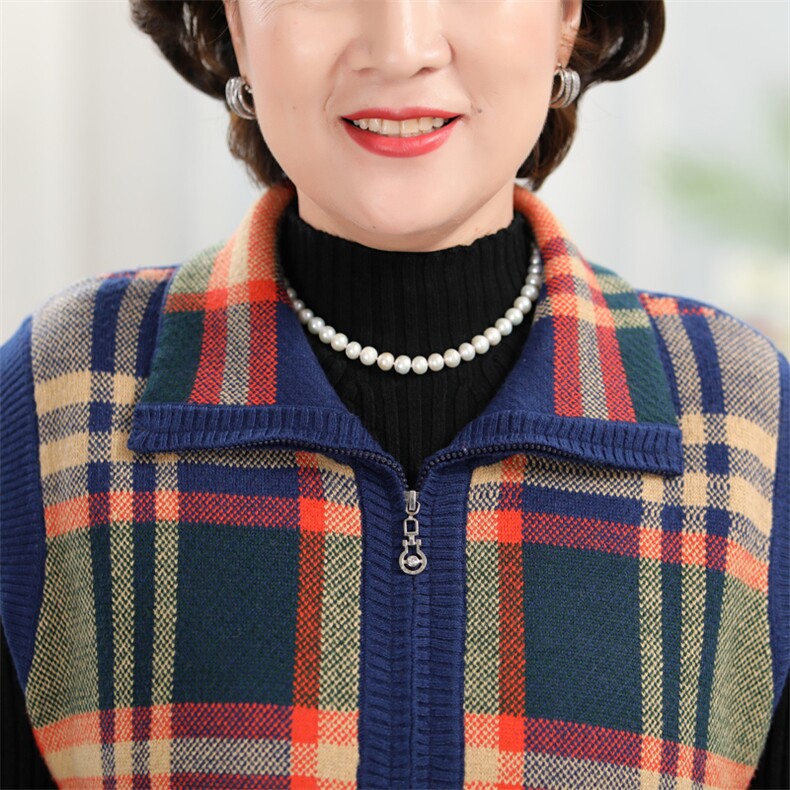 中老年情侣羊毛马甲男女方格坎肩加厚针织毛坎肩,男装中老年男装,亚东羊绒制品