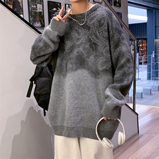 M3117/P70冬季毛衣男圆领套头针织衫腰果花扎染大码上衣毛衣，男装针织衫/毛衣，电商A141