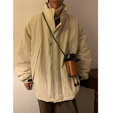 冬季潮牌日系纯色简约加绒加厚保暖防寒休闲棉服外套MY9079-P100，男装棉衣，电商A128