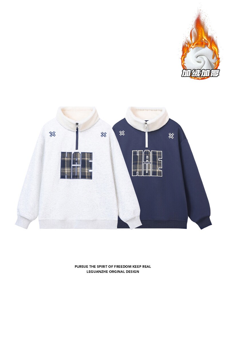 2024冬季新款港风白底大码绣花加绒卫衣M-5XHW24953-P60,男装卫衣,电商A022