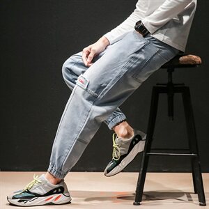 2021马切达日系秋季新款大码束脚宽松九分牛仔裤男K299-P50图片
