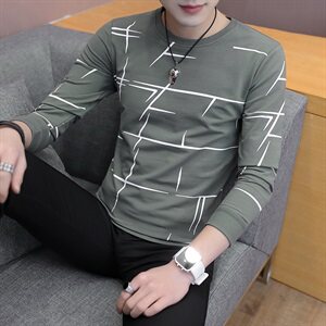 款6622长袖t恤男春季2021韩版新款圆领男士卫衣潮流打底衫图片