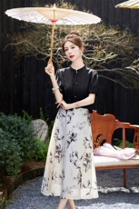2024夏季两件套新中式盘扣两件套裙，女装套装/套裙，依如秀(原杭风阁)