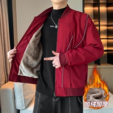加绒加厚外套男女款放光条棒球服情侣飞行夹克JK0238-P73加绒P83，男装夹克，星座308B-2