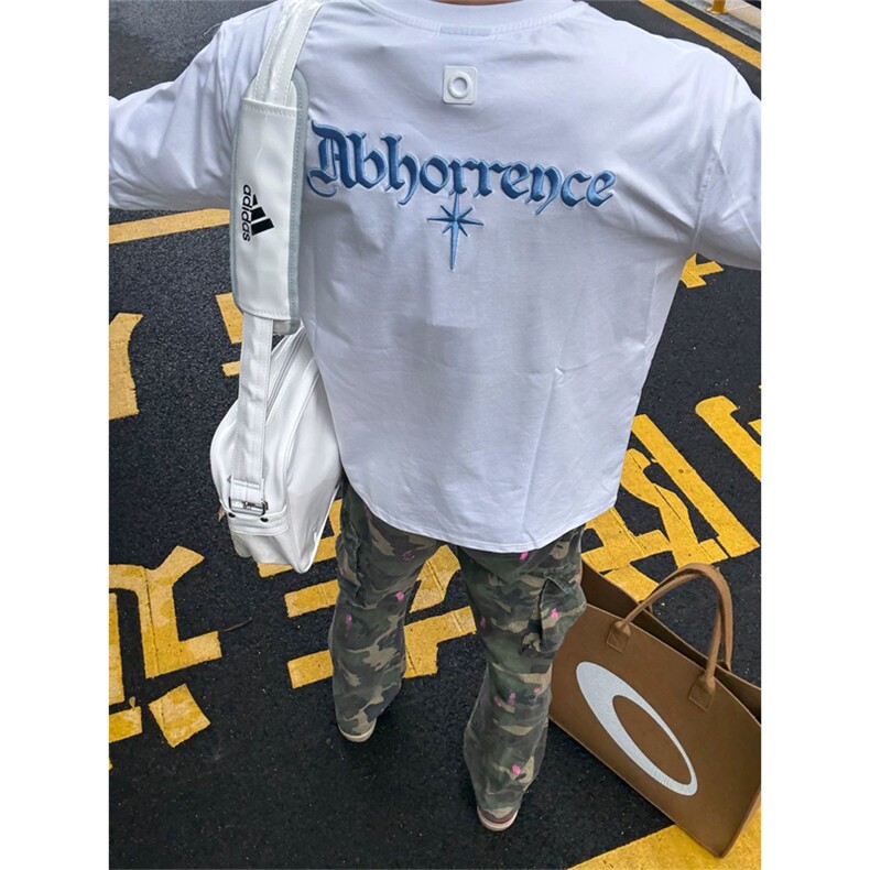 网图有货美式复古标语宽松刺绣长袖男女情侣宽松上衣A945-P35,男装T恤,星座1505