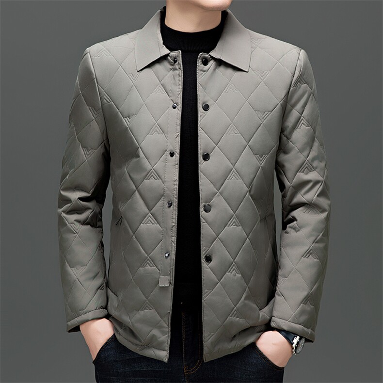 高端商务翻领棉服男2026秋季新款爸爸装棉衣休闲秋装轻薄棉袄外套图片