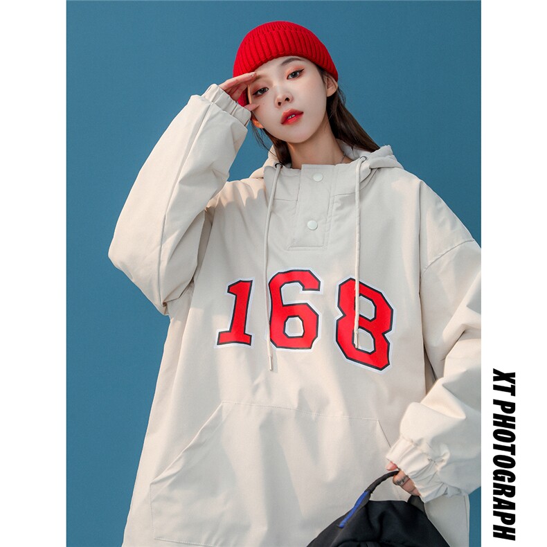 复古学院中性风韩版加厚套头连帽棉衣棉服216-2-BK52-P118控158,女装棉衣/棉服,星座716-1