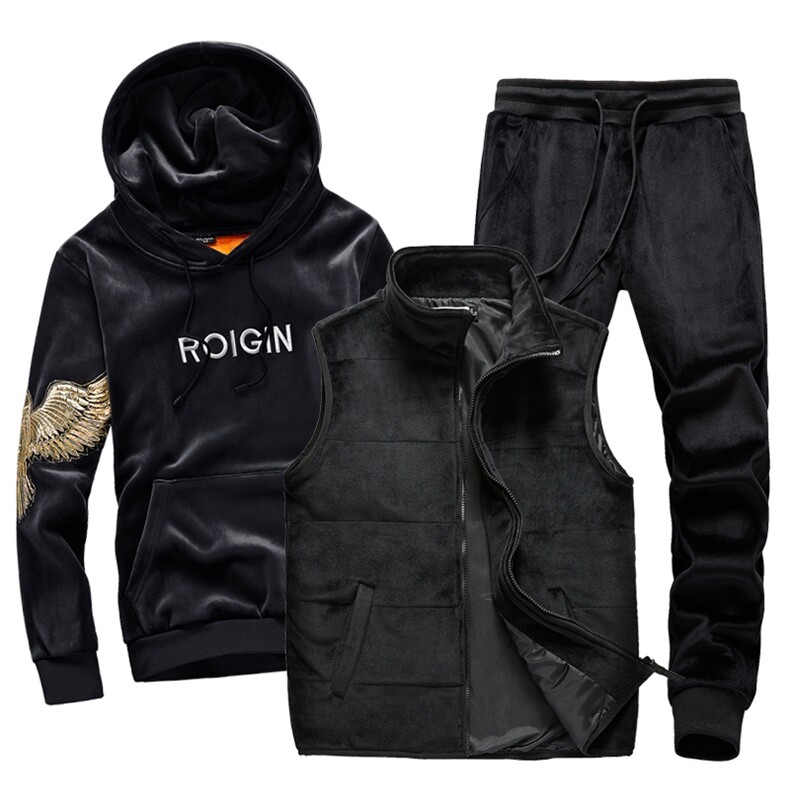 2021新款冬季男士卫衣套装金丝绒三件套韩版休闲服外套DS257T,男装卫衣,电商A102