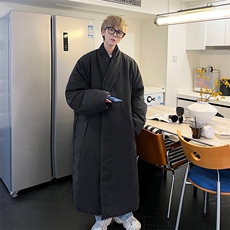 8XL-M90白鸭绒！特大码羽绒服日系绒面长款棉衣男YRFC03P268，男装羽绒服，电商D206-1