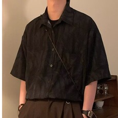 夏季新款日系复古宽松潮牌男女高级感短袖衬衫设计感休闲宽松上衣，男装T恤，星座506A