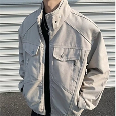美式复古蛇年限定座山雕蟒皮外套男女春季高街立领夹克W6441-109，男装夹克，星座412-2