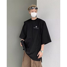 假两件抗皱短袖男夏季设计感时尚潮流正肩t恤美式潮牌重磅五分袖，男装T恤，星座506A