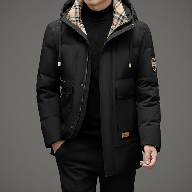 冬款90%白鸭绒中长款羽绒服男装加厚青年羽绒服外套QS3376-P255，男装羽绒服，星座1105-3